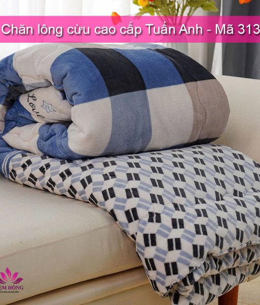 Chăn lông cừu Tuấn Anh màu Kẻ Xanh