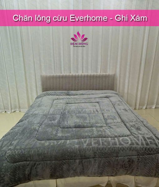 Chăn lông cừu Everhome màu Ghi Xám
